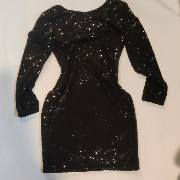 Fashion Nova Black Sequin Long Sleeve Dress - Picture 3 of 8